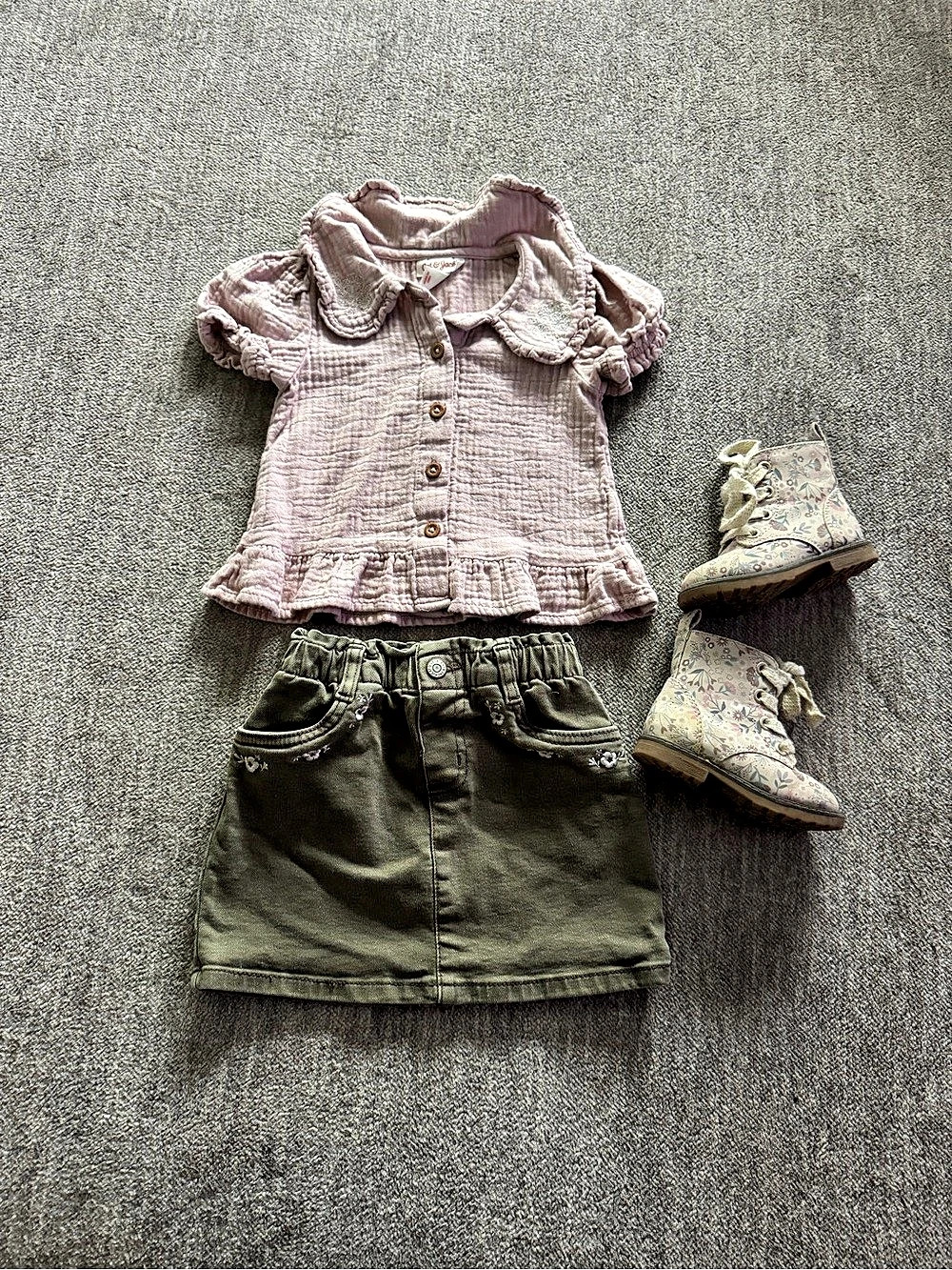 Cat & Jack Floral Top Skirt Set with Boots